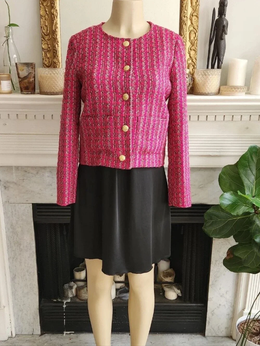 J Crew Factory Pink Plaid Cropped Blazer Size 4 Boucle Preppy Barbie Elle Woods
